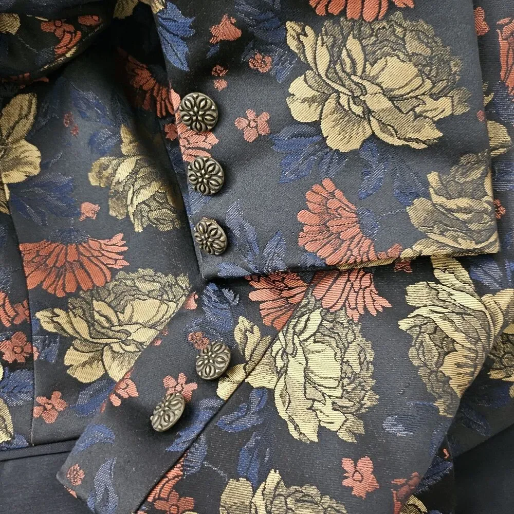 Anne Fontaine Leoncia Blazer 40 Black Gold Floral Brocade Jacquard Tuxedo Jacket
